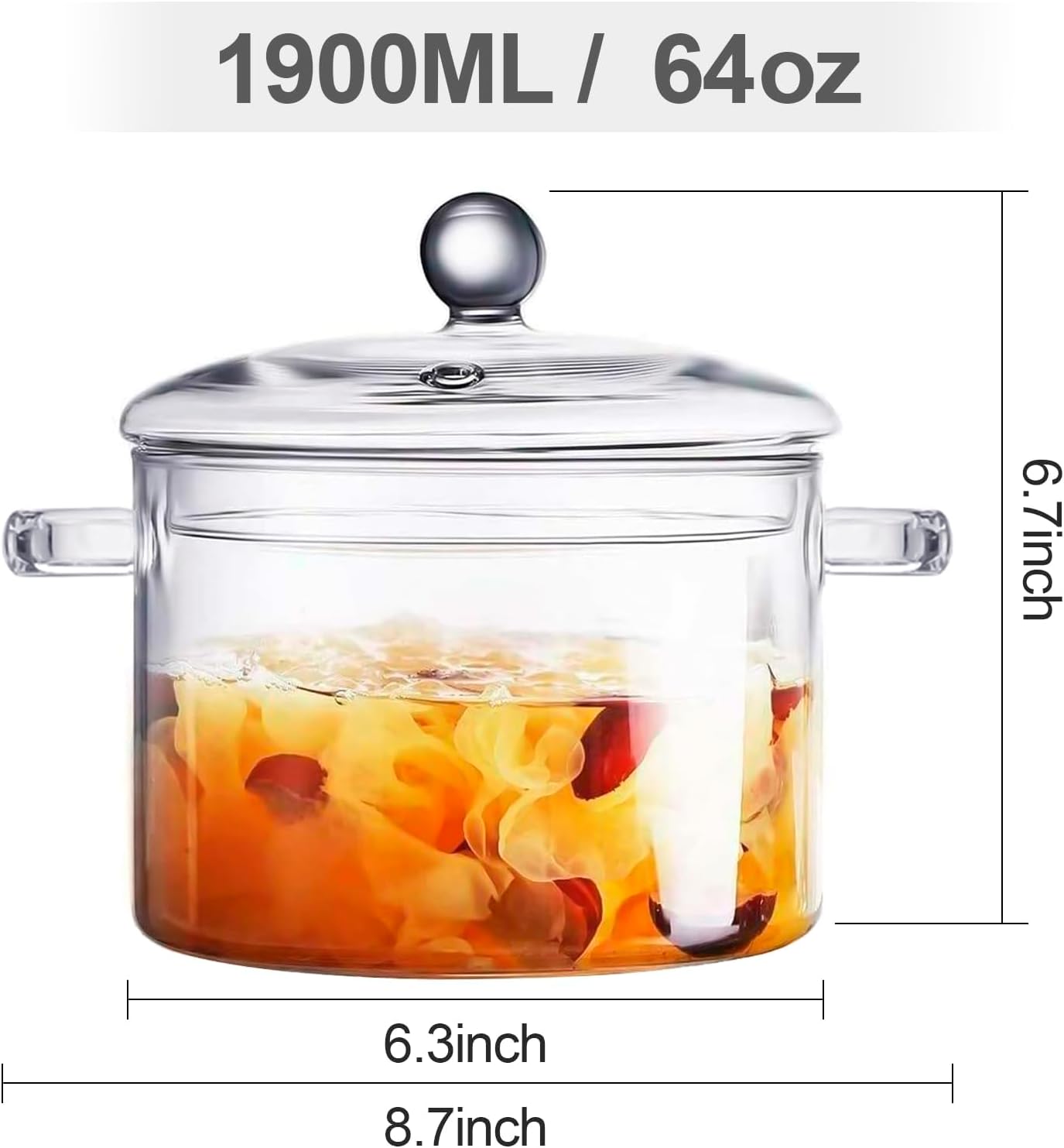 Olla Cacerola Transparente De Vidrio