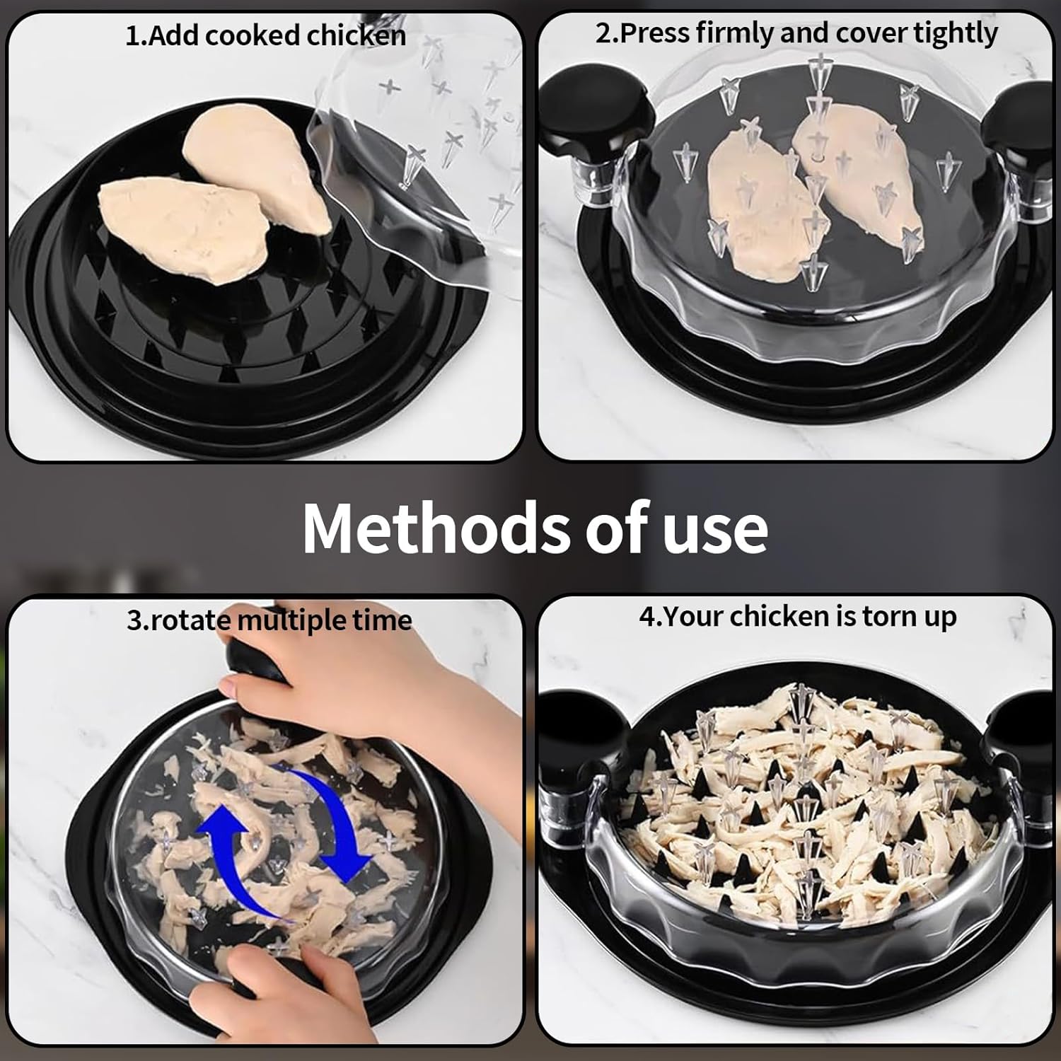 Triturador | Desmechador De Pollo Y Carne Tapa Transparente